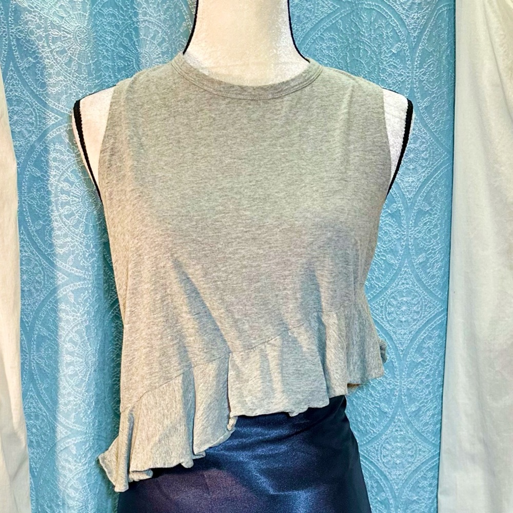 Rebecca Minkoff Brushed Cotton Asymmetric Ruffle Top Sz L - Picture 4 of 9